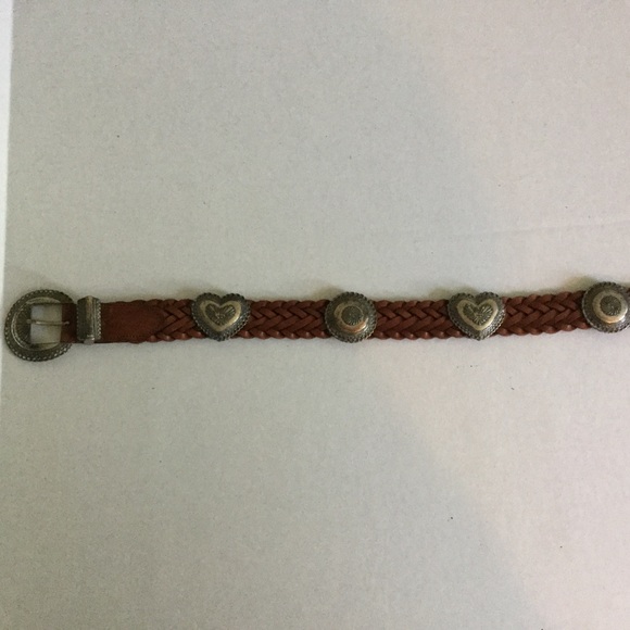 🟢BRIGHTON Brown Leather Silver Concho Belt Size S - Picture 7 of 7